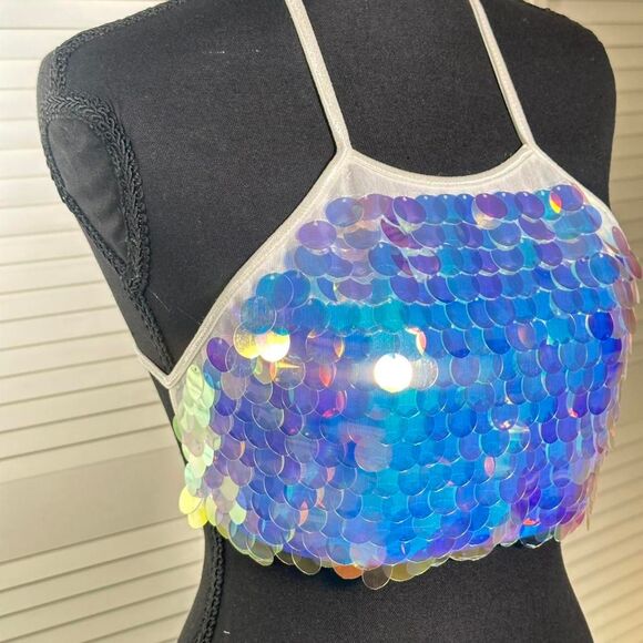 Iridescent Sequin Halter Top | Size S - Picture 2 of 8